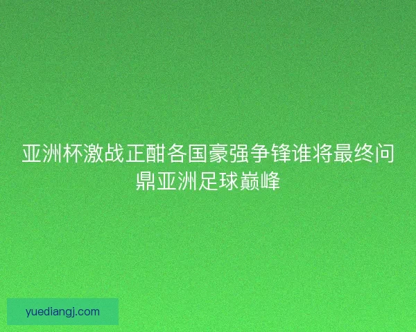 亚洲杯激战正酣各国豪强争锋谁将最终问鼎亚洲足球巅峰 亚洲杯激战正酣各国豪强争锋谁将最终问鼎亚洲足球巅峰