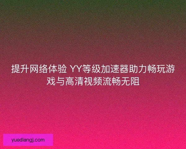提升网络体验 YY等级加速器助力畅玩游戏与高清视频流畅无阻