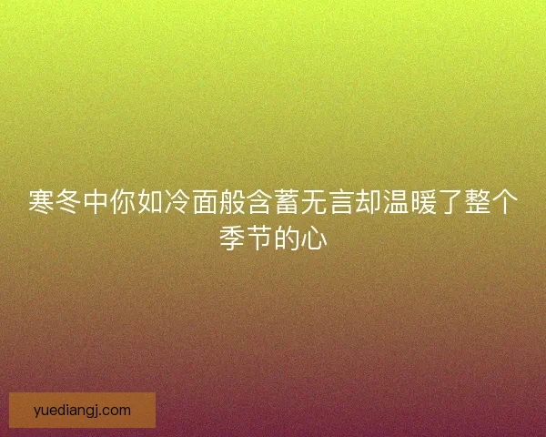 寒冬中你如冷面般含蓄无言却温暖了整个季节的心